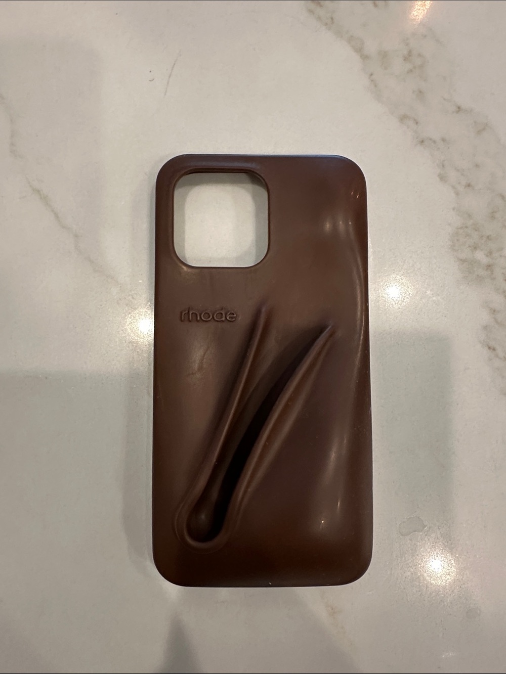 RHODE Chocolate Brown Silicone Phone Case with Built-In Finger Groove